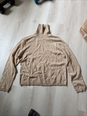 Lord & Taylor Beige Cashmere Turtleneck Sweater